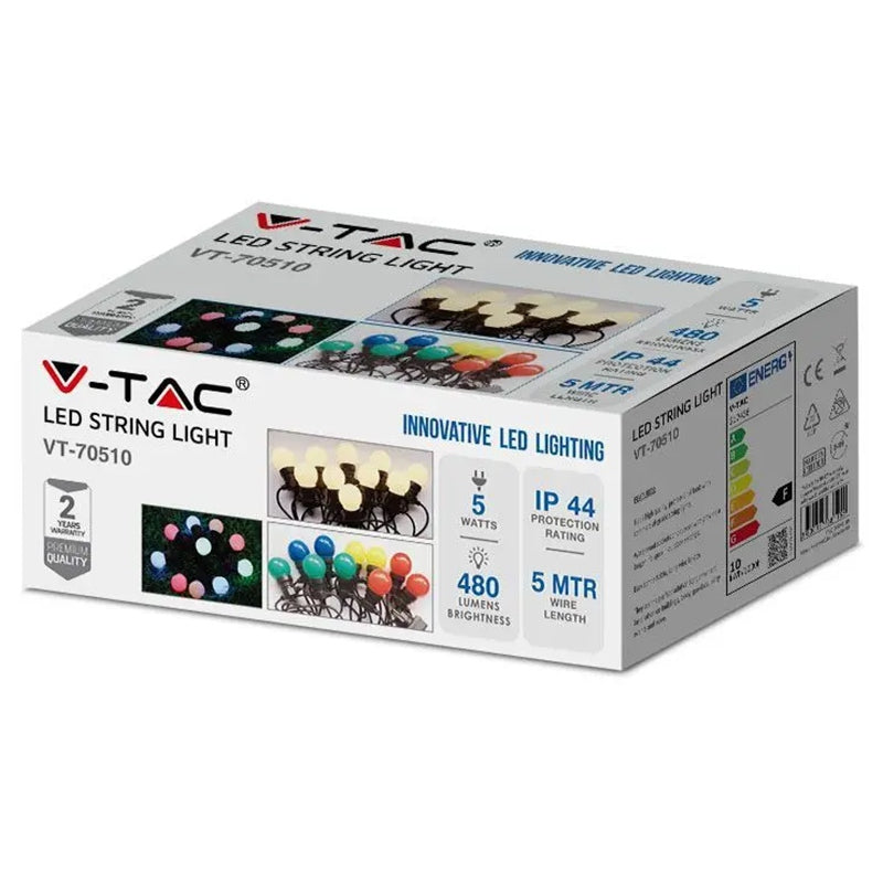 V-Tac SIR ILUMINAT FESTIV IP44 5M 0.5W X 10 3000K ALB CALD