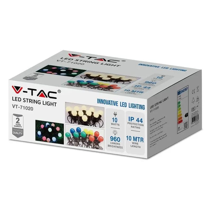 V-Tac SIR ILUMINAT FESTIV IP44 10M 0.5W X 20 6000K ALB RECE