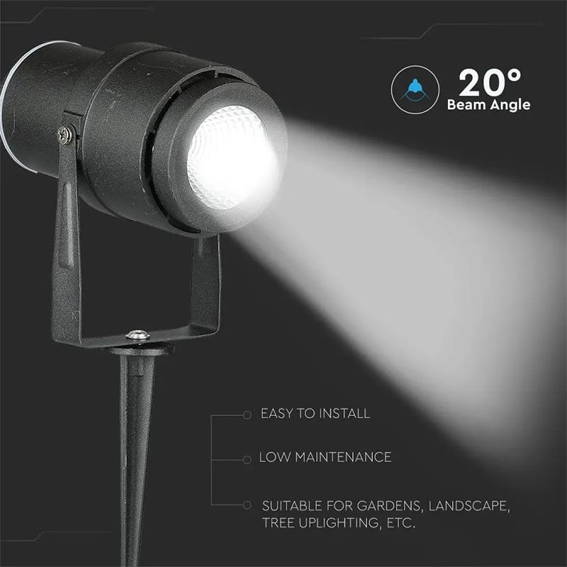 V-Tac LAMPA GRADINA IP65 12W 4000K ALB NEUTRU - NEGRU