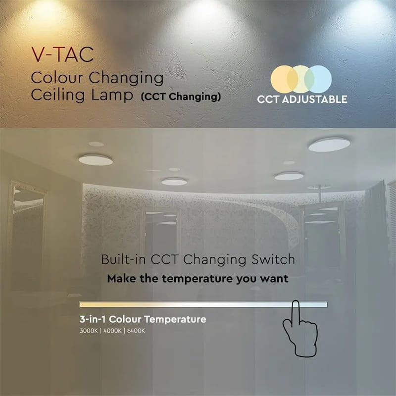V-Tac Plafoniera LED PLAFONIERA LED 18W 30CM 3 IN 1