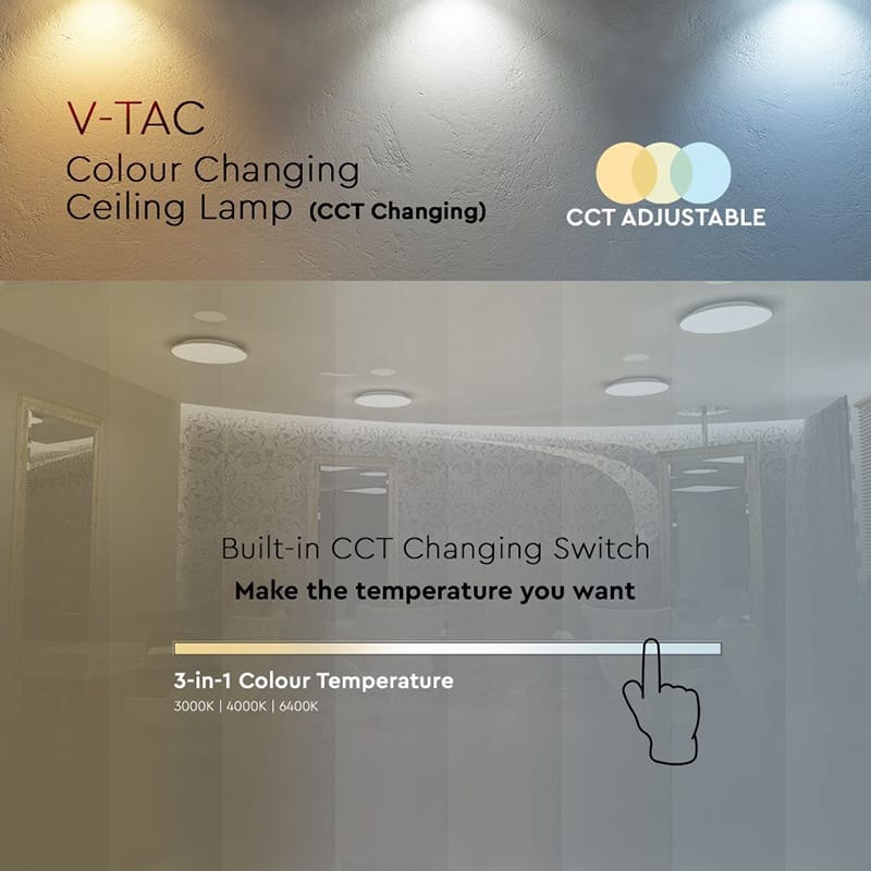 V-Tac PLAFONIERA LED 24W 35CM 3 IN 1