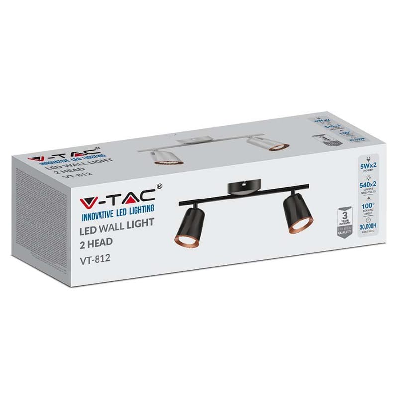 V-Tac Lampa LED LAMPA LED MONTAJ PERETE 2X6W 4000K ALB NEUTRU - NEGRU