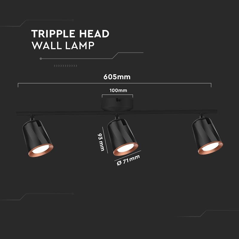 V-Tac Aplică LED V-Tac pentru montaj pe perete 18W, 4000K alb neutru, negru, 1620 lm, IP20