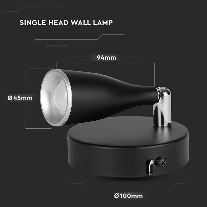 V-Tac Lampa LED LAMPA LED MONTAJ PERETE 4.5W 4000K ALB NEUTRU - NEGRU