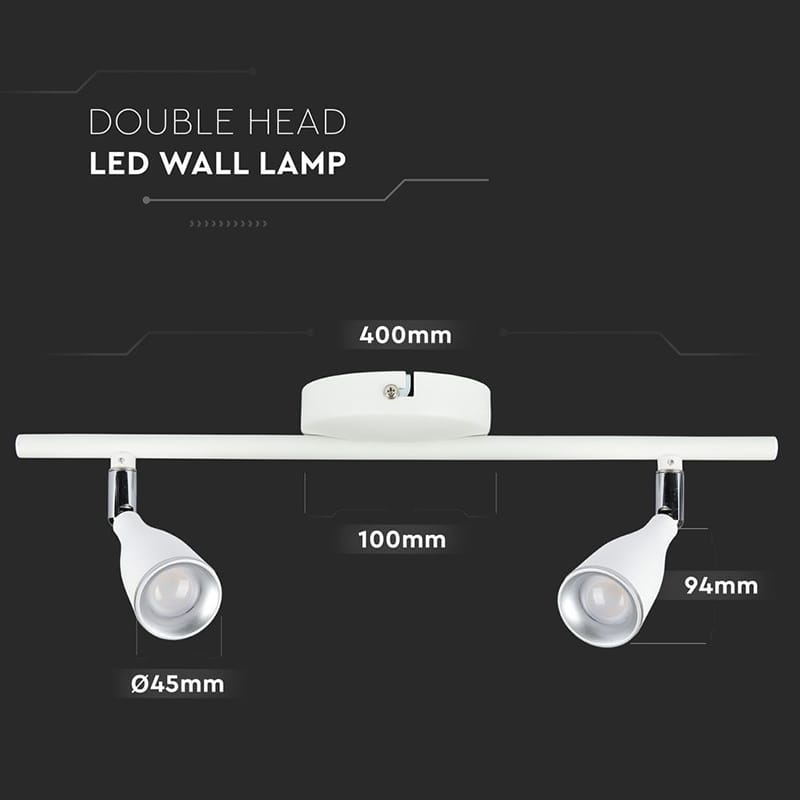 V-Tac Lampa LED LAMPA LED MONTAJ PERETE 9W 4000K ALB NEUTRU - ALB