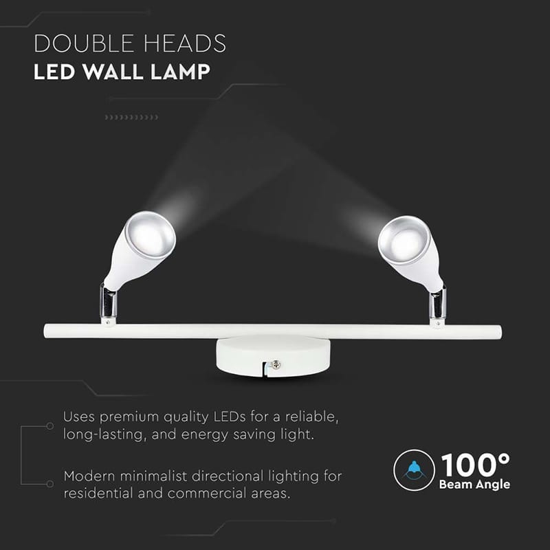 V-Tac Lampa LED LAMPA LED MONTAJ PERETE 9W 4000K ALB NEUTRU - ALB