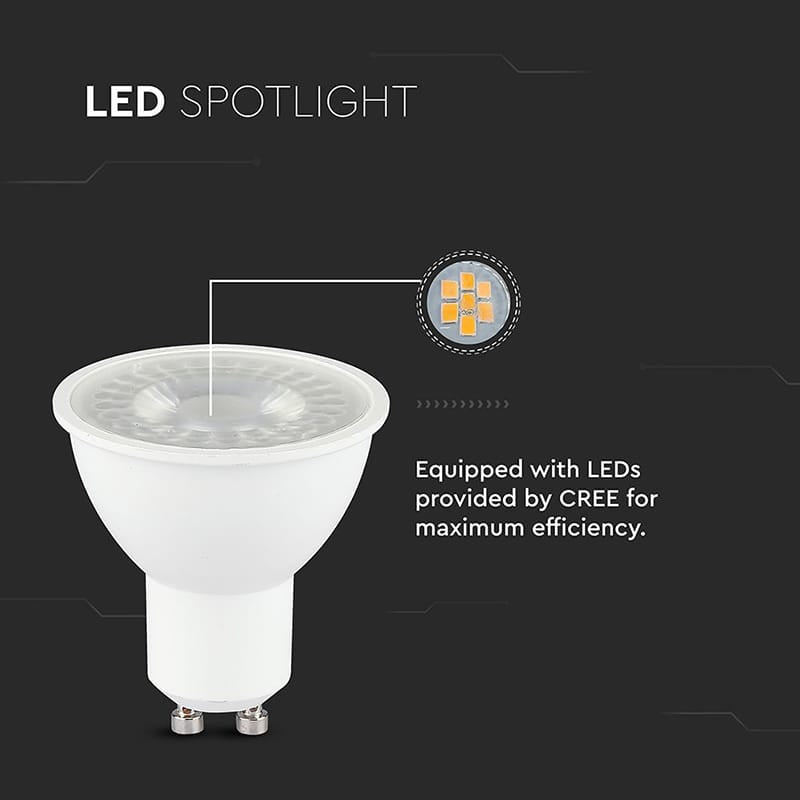 V-Tac Bec Spot LED BEC SPOT LED GU10 7.5W 38' 4000K ALB NEUTRU, CIP CREE