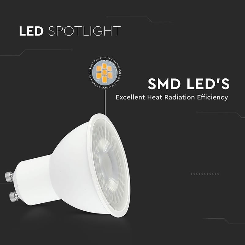 V-Tac Bec Spot LED BEC SPOT LED GU10 7.5W 220-240V 6400K ALB RECE