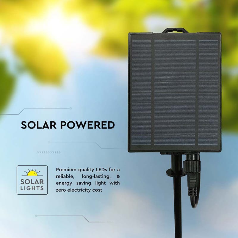 V-Tac Ghirlandă solară LED V-Tac 15,6 m IP44, lumină alb cald 3000K, filament, 45 W, baterie 2400 mAh