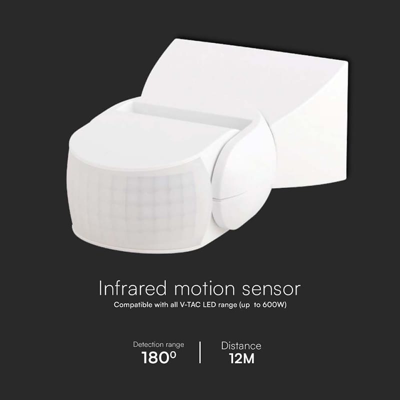 V-Tac SENZOR DE MISCARE 300W 180GR IP65 - ALB
