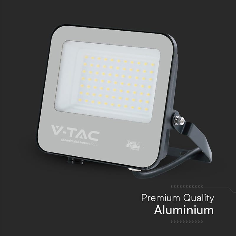 V-Tac Reflector LED REFLECTOR LED 50W 135LM/W 6500K IP65 CABLU 1M CIP CREE - NEGRU/GRI