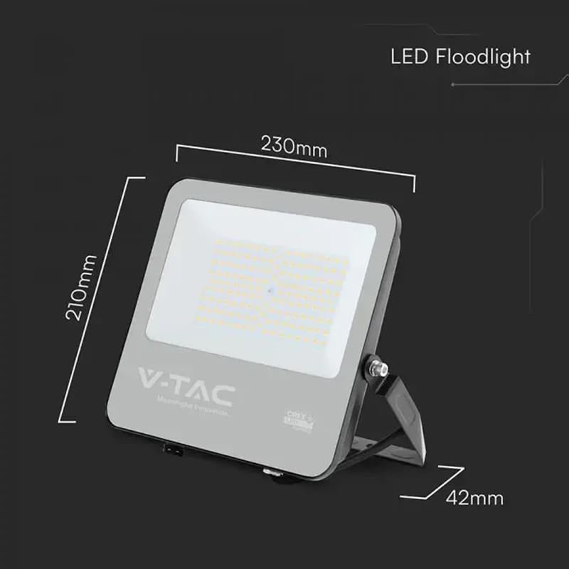 V-Tac Reflector LED REFLECTOR LED 100W 135LM/W 4000K IP65 CABLU 1M CIP CREE - NEGRU/GRI