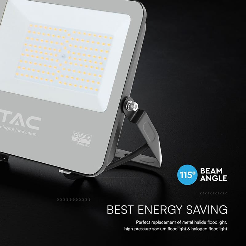 V-Tac Reflector LED REFLECTOR LED 100W 135LM/W 6500K IP65 CABLU 1M CIP CREE - NEGRU/GRI