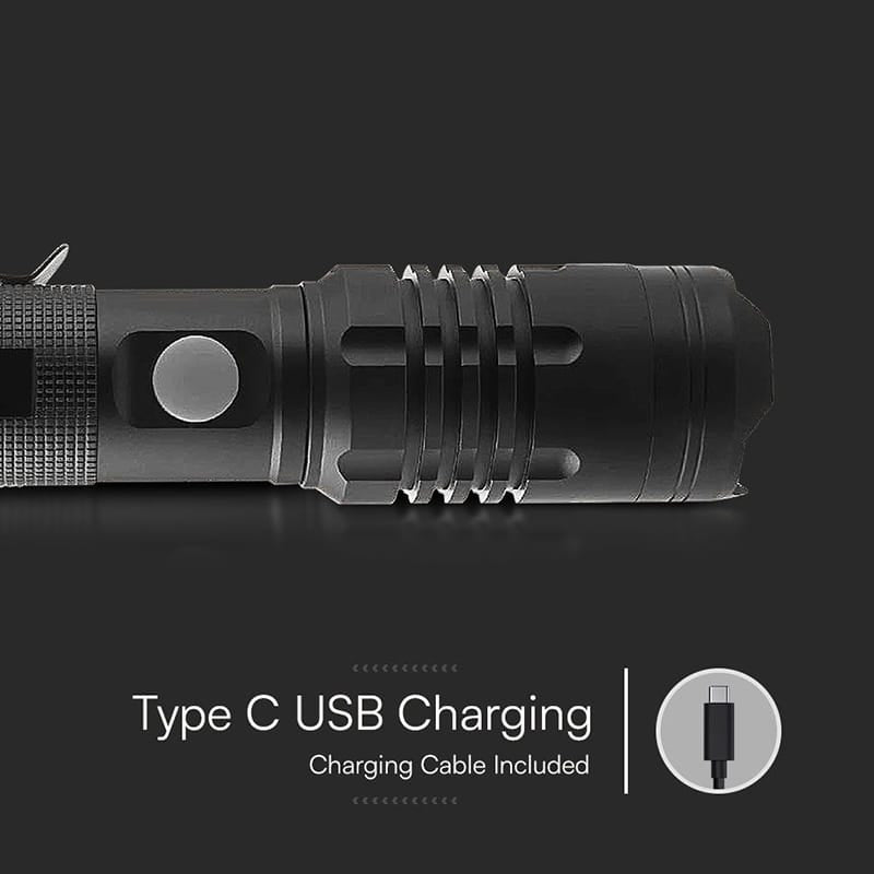 V-Tac LANTERNA LED 10W ALUMINIU CU INCARCARE USB TIP C