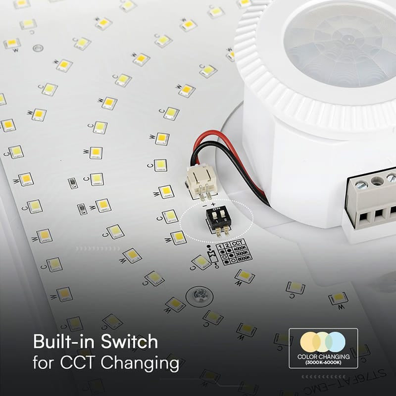 V-Tac Plafoniera LED PLAFONIERA LED 12W IP20 SENZOR DE MISCARE 3IN1 - ALB