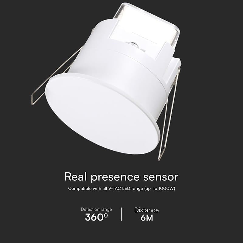 V-Tac SENZOR PREZENTA ACOPERIRE 3M 1000W IP65 - ALB