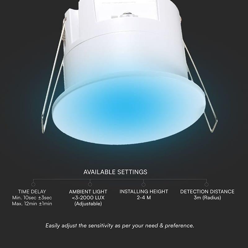 V-Tac SENZOR PREZENTA ACOPERIRE 3M 1000W IP65 - ALB