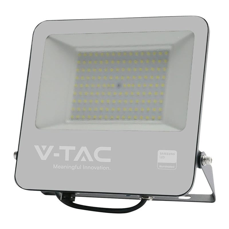 V-Tac Reflector LED REFLECTOR LED SMD 100W 4000K IP65 CABLU 1M CIP SAMSUNG - NEGRU/GRI