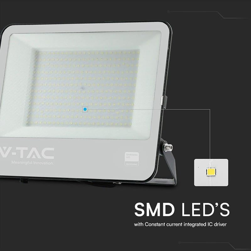 V-Tac Reflector LED Reflector LED V-Tac 200W SMD Samsung 6500K Alb Rece IP65, Negru, cablu 1 m, 17540 lm