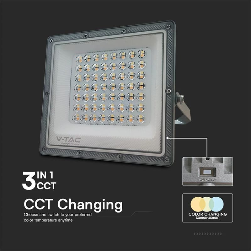 V-Tac Reflector LED REFLECTOR LED SMD 50W 3IN1 IP65 CABLU - GRI