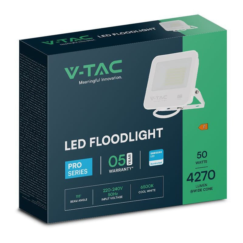 V-Tac Reflector LED REFLECTOR LED SMD 50W 6500K IP65 CIP SAMSUNG - ALB/GRI