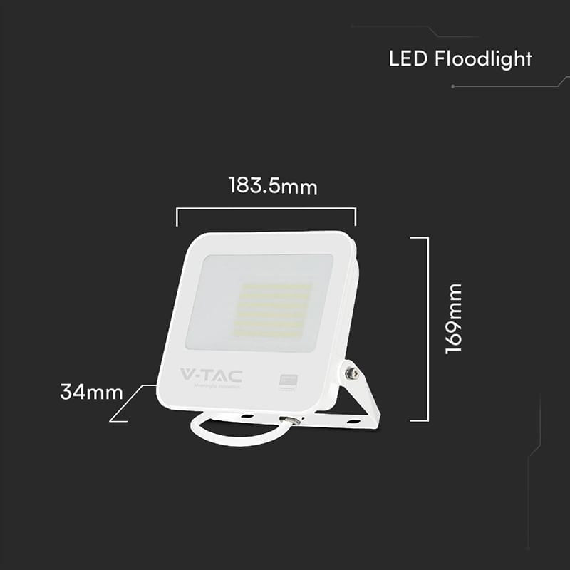 V-Tac Reflector LED REFLECTOR LED SMD 50W 6500K IP65 CIP SAMSUNG - ALB/GRI