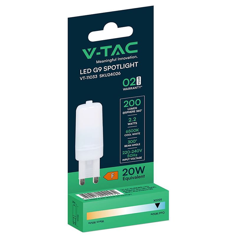 V-Tac Bec LED BEC LED G9 2.2W 6500K