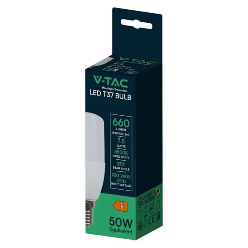 V-Tac Bec LED BEC LED T37 E14 7.5W 3000K ALB CALD