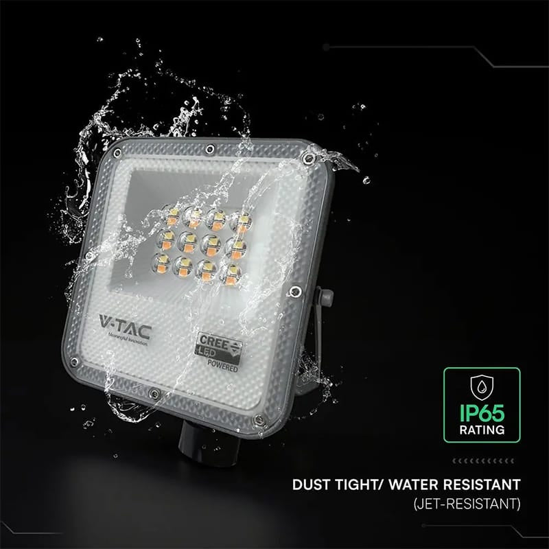 V-Tac Reflector LED REFLECTOR LED SMD 10W 3IN1 IP65 CIP CREE- NEGRU/GRI