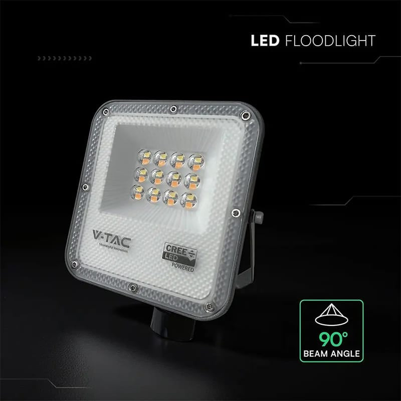 V-Tac Reflector LED REFLECTOR LED SMD 10W 3IN1 IP65 CIP CREE- NEGRU/GRI