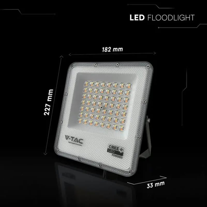 V-Tac Reflector LED REFLECTOR LED SMD 50W 3IN1 IP65 CIP CREE- NEGRU/GRI