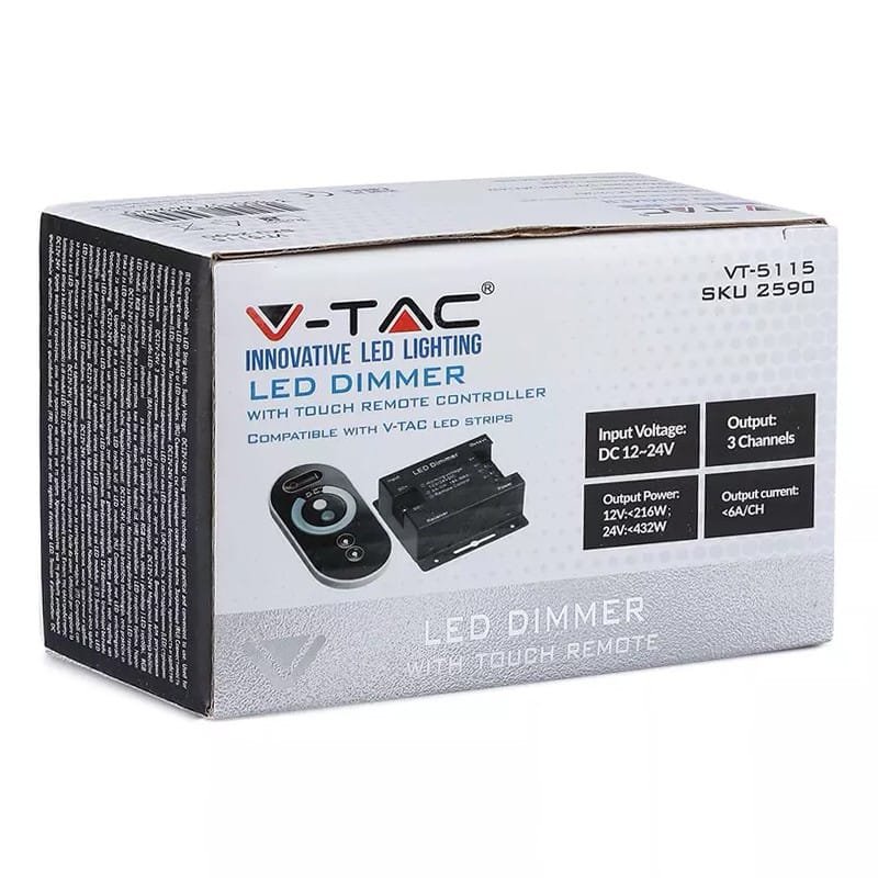 V-Tac Controller remote Controller Banda LED V-Tac SKU-2590 | Dimabil, Touch, 12V 216W, 24V 432W