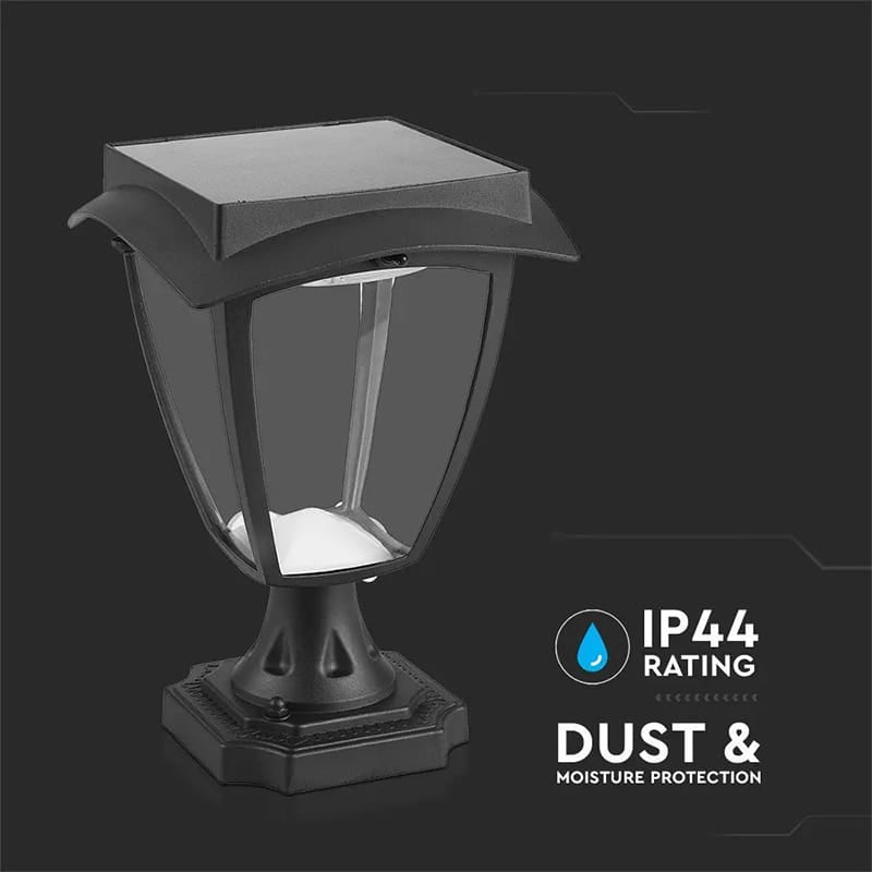 V-Tac Aplica LED Solar V-TAC 2W, 110lm, IP65, Alb Cald 3000K/Alb Rece 6000K, Negru Mat
