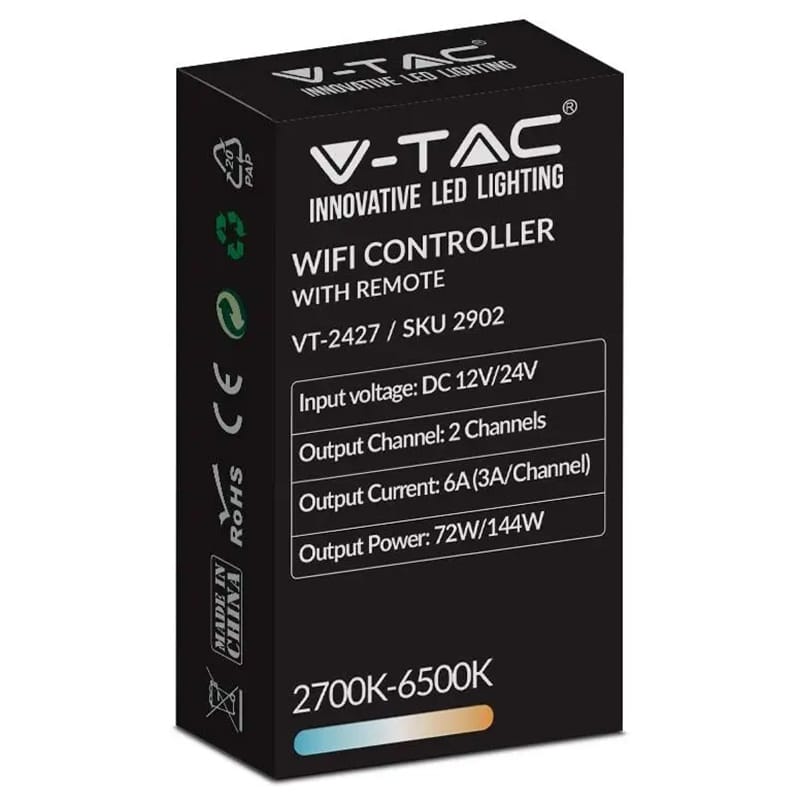 V-Tac Controller remote Controller Banda LED V-Tac SKU-2902 | Wi-Fi, 3in1, 12 Butoane