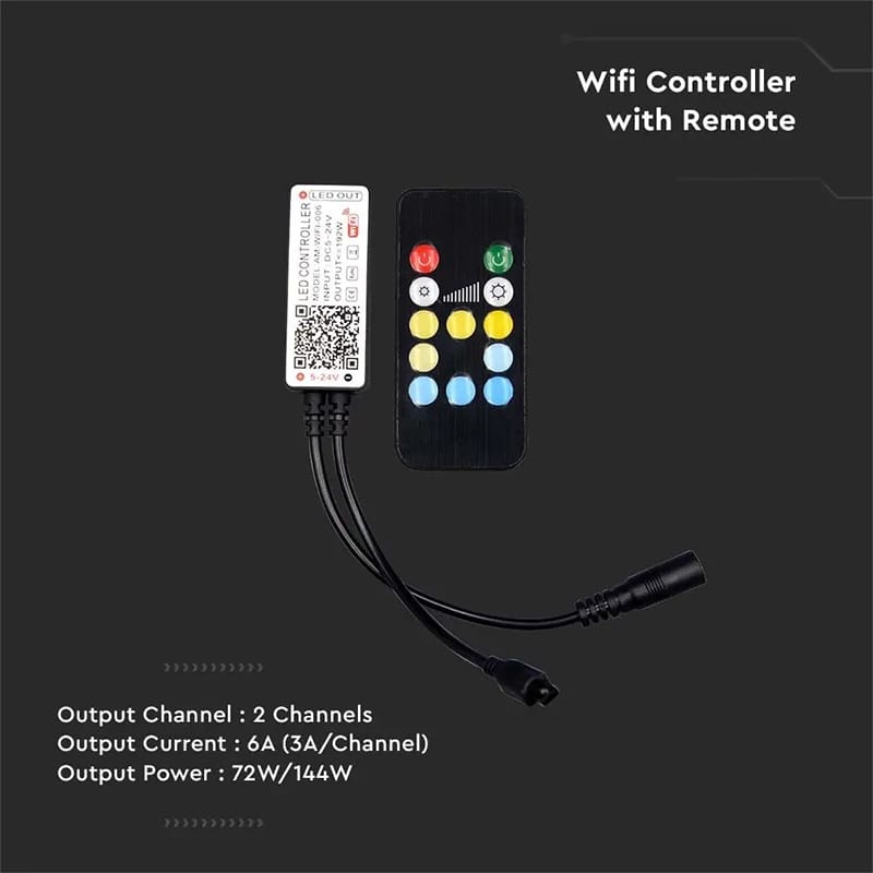 V-Tac Controller remote Controller Banda LED V-Tac SKU-2902 | Wi-Fi, 3in1, 12 Butoane
