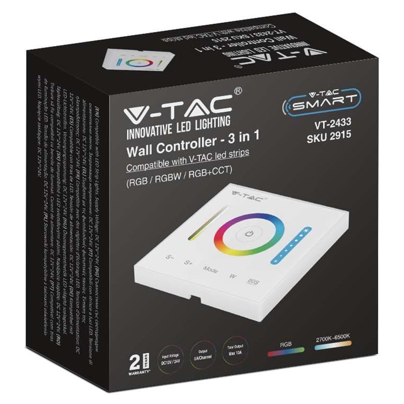 V-Tac Controller remote Controller Banda LED V-Tac SKU-2915 | 3in1, Touch, Alb