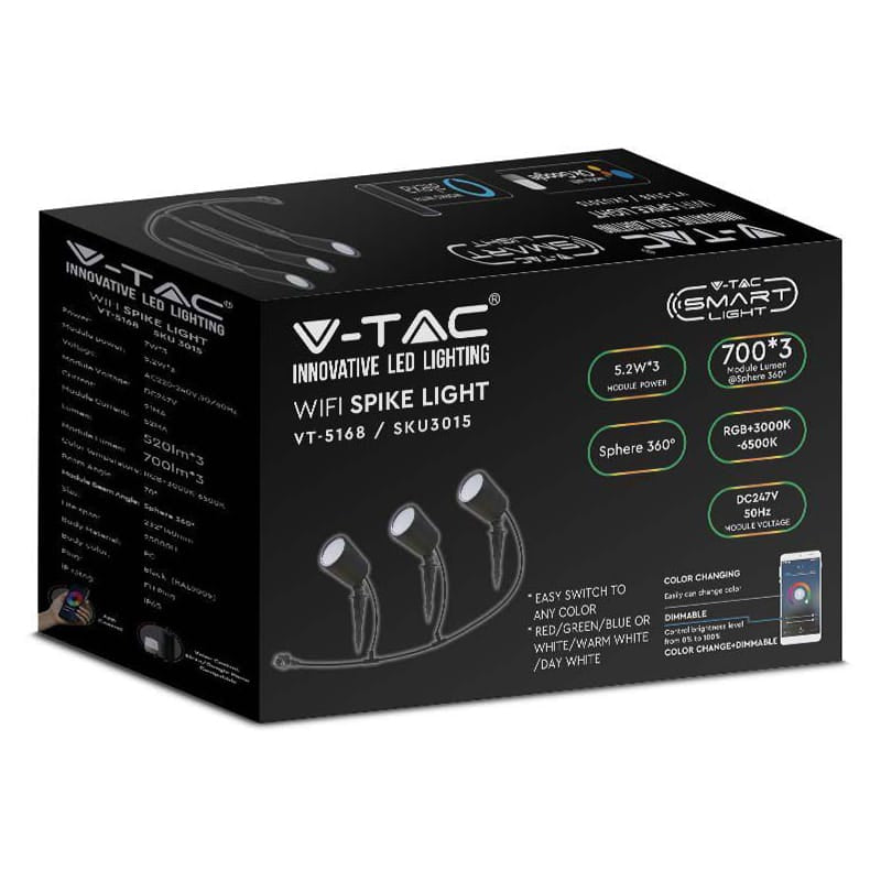 V-Tac Proiector LED Proiector LED V-Tac SKU-3015 | RGB 3in1, 5.2W, 520lm, IP65, Set 3buc