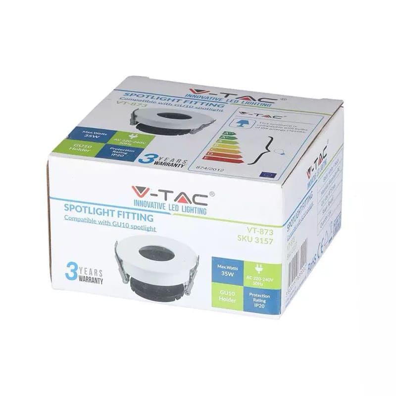 V-Tac Corp iluminat Corp Iluminat V-Tac SKU-3157 | Spot GU10, Prindere Tavan, Alb/Negru