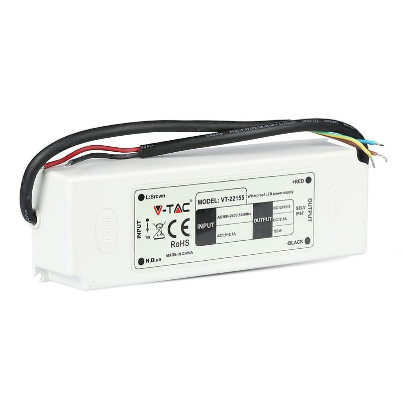 V-Tac Adaptor de alimentare Sursa Alimentare LED V-Tac SKU-3250 | 12V, 12.5A, 150W, IP67
