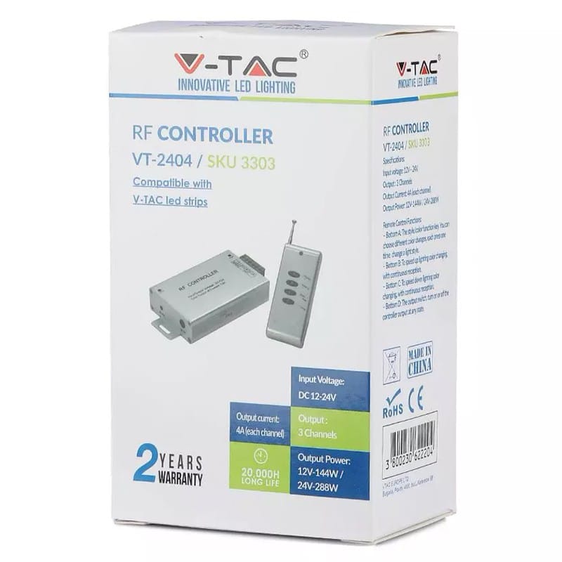V-Tac Controller remote Controller Banda LED V-Tac SKU-3303 | 12V/24V, 144W