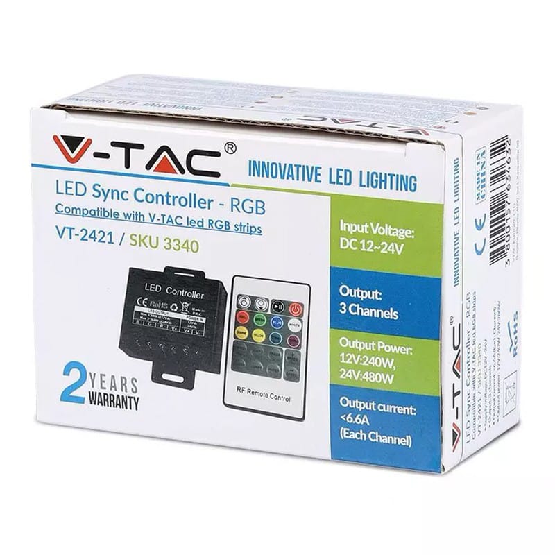 V-Tac Controller remote Controller Banda LED RGB V-Tac SKU-3340 | 12V/24V, 240W/480W