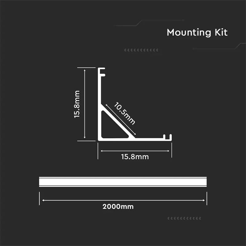 V-Tac Banda LED Profil Aluminiu V-Tac SKU-3353 | 2m, 15.8x15.8mm, Mat, Banda LED