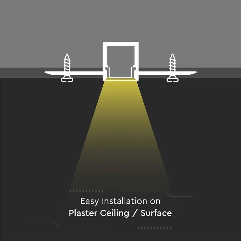V-Tac Banda LED Profil Aluminiu V-Tac SKU-3360 | Banda LED, Montaj Rigips, 2m, Mat