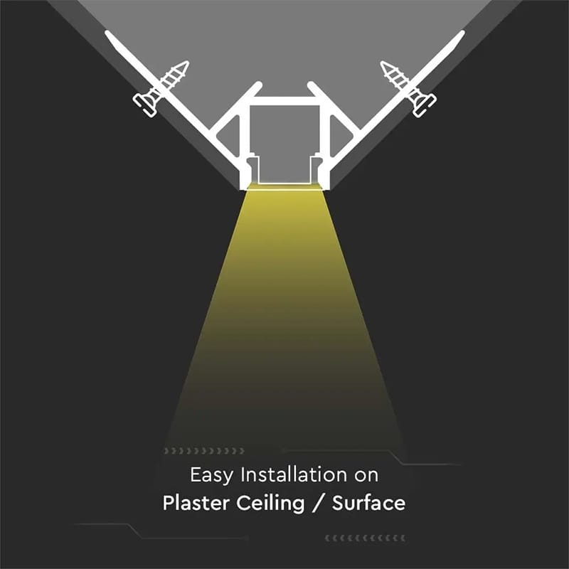 V-Tac Accesorii iluminat Profil Aluminiu V-Tac SKU-3361 | Banda LED, Montaj Rigips, Colt Exterior, 2m, Mat