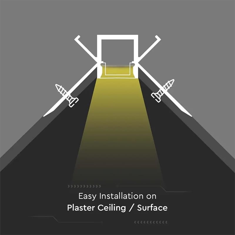 V-Tac Banda LED Profil Aluminiu V-Tac SKU-3362 | Banda LED, Rigips, Colt Interior, 2m, Mat
