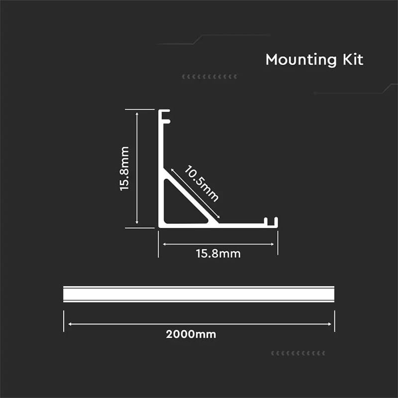 V-Tac Banda LED Profil Aluminiu V-Tac SKU-3369 | Banda LED, 2m, 15.8x15.8mm, Alb