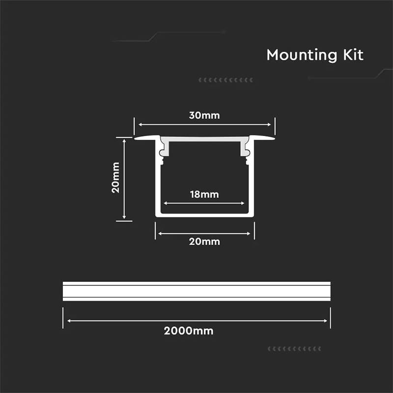 V-Tac Banda LED Profil Aluminiu V-Tac SKU-3372 | Banda LED, 2m, 30x20mm, Alb