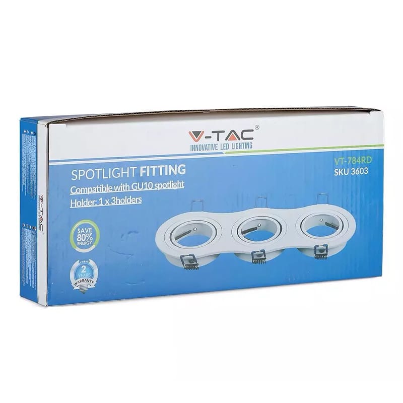 V-Tac Corp iluminat Corp Iluminat V-Tac SKU-3603 | 3x GU10, Alb, Unghi Reglabil