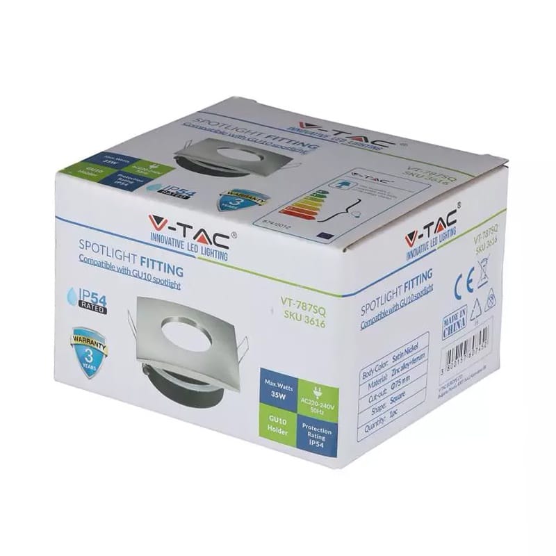 V-Tac Corp iluminat Corp Iluminat V-Tac SKU-3616 | Spot GU10, IP54, Crom Mat