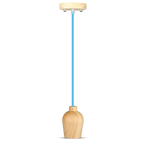 V-Tac Corp de iluminat Pendul Tavan V-Tac SKU-3722 | Soclu E27, Lemn, Albastru
